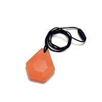 Chew Necklace Sensory Tough Hexagon -Chewable Silicone Pendant Bitey Beads (Orange)