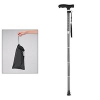 HTYX Folding Walking Stick Outdoor Non-Slip Folding Walking Stick Aluminum Folding Crutches Multi-Function LED Lighting Stick Black Retractable Walking Stick Adjustable Height 80~92 cm Walking Stick