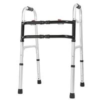 Double Crossbar Adjustable Wide Walker, Aluminum Alloy Elderly Disabled Walking Frame Fitness Equipment