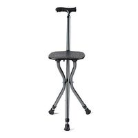 JLDN Cane with Seat, Aluminum Alloy with LED Light Walking Stick, Adjustable Height Three feet Non-Slip Folding Easy to Carry