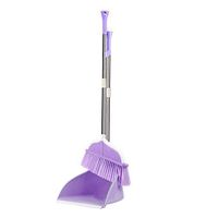 Ainia Long Handled Dustpan and Brush Set Broom and Dustpan for Schools Kidgarden Hotel Hospital Lobby Toilet Kitchen etc,Purple,B