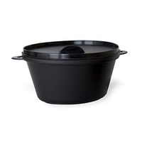 Black Pot with Lid (Case of 144), PacknWood - Recyclable Plastic Containers (12 oz, 5.9" x 3.8" x 2.8") 209MBCOC350