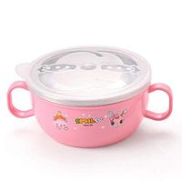 Bowl Children's Bowl Stainless Steel Eating Bowl Children's Tableware Food Supplement Bowl Plastic Anti-Drop Insulation Bowl Gift) Household tableware, retro bowl