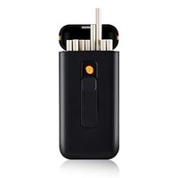 Cigarette Case with Lighter Cigarettes Box Portable 20pcs 100s Slim Cigarettes USB Lighters 2 in 1 Rechargeable Flameless Windproof Electric Lighter (Black)