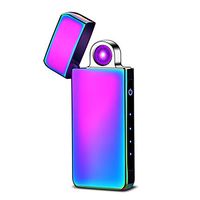 Lighters USB Arc Lighter Rechargeable Windproof Flameless Plasma Electric Lighter Portable Fingerprint Rotate Goood for Candle Cigarette Paper (Rainbow)