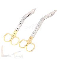 LAJA Imports Set of 2 Premium O.r Grade Gold Handle Supercut Lister Bandage Scissors 5.5" + 7.25" with One Serrated Blade