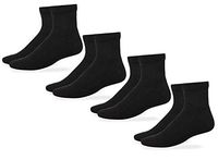 Carolina Ultimate Mens Non-Binding Diabetic Cotton Quarter Socks 4 Pair Pack (Shoe Size: 9-13 / Sock Size: 10-13, Black)