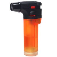 S82 Orange Color Transparent Refillable Butane Torch Lighter - 4.25 Inch - Unboxed