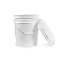 5 Gallon Janitorial White Plastic Bucket with Lid - Durable 90 Mil All Purpose Sanitation Supplies Pail - Multi-Purpose Industrial Buckets (Pack of 60)