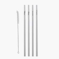 Natico Straws Reusable Straight Stainless Steel Drinking Straws, Silver (1 Each) (100-102983)