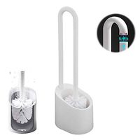 Marbrasse Toilet Brush and Holder,Intellingent Magnetic Suspension Toilet Bowl Cleaner Brush for Bathroom with Creative Bracket Floor Type Long Handle,Dense Bristles,Space Saving,Deep Cleaning (White)