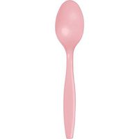 Club Pack of 600 Classic Pink Premium Heavy-Duty Plastic Party Spoons