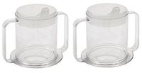 Independence 2-Handle Plastic Mug with 2 Style Lids, Lightweight Drinking Cup with Easy-to-Grasp Handles for Hot and Cold Beverages, Spill-Resistant Adult Sippy Cup (2-Pack)