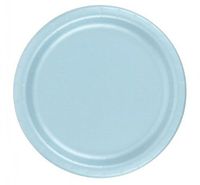 240 Light Blue (10 Pks of 24) 7 Inch Wax Coated Plain Solid Color Dessert Cake Paper Plates