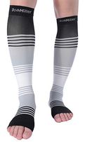 Doc Miller Premium Calf Compression Sleeve Dress Series 1 Pair 20-30mmHg Strong Calf Support Cute Toeless Socks Running Recovery Shin Splints Varicose Veins XL 2XL (Open Toe BlackGrayWhite, Medium)