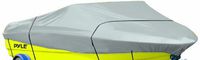 Pyle Protective Storage Boat Cover - Waterproof, Mildew and Weather Resistant with UV Sun Damage Protection Marine Grade Canvas for 14-16' Beam Width to 75" V-Hull Fishing Boat and Trailer - PCVHB220