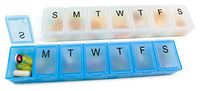 Weekly Pill Organizer - 8.38 inch Translucent Pill Boxes for Taking Medications Multiple Times a Day (2 Times a Day)