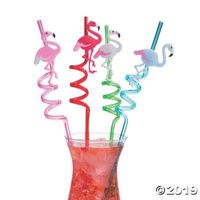 FLAMINGO SILLY STRAWS - Party Supplies - 12 Pieces