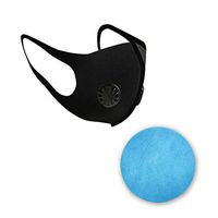 Dinfoger Black Dust-Proof Filter Pad Mouth Mask with Breathing Valve Cycling Respirator with Double Valve + Blue Round Mask Pad