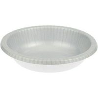 Club Pack of 200 Shimmering Silver and White Disposable Paper Party Banquet Dinner Bowls 20 oz