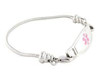 N Style ID Women's Beaded Pan-Dorra Style PRE-Engraved"Do Not Resuscitate" Medical Id Bracelet - Pink 7.75