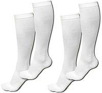 ASRocky Graduated Compression Socks Anti-Fatigue Antimicrobial Calf High Below Knee Mens Womens Sock Leg Foot Ankle Heel Support Pain Relief Stockings Reduce Swelling (2 Pair, Sm/Med, White)