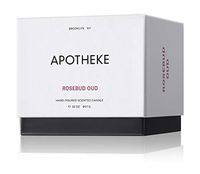 APOTHEKE Luxury Scented 3-Wick Jar Candle, Rosebud Oud, 32 oz - Perfume-Grade Fragrance Oil, Maximum Essential Oil, Perfect Soy Wax Blend, Unique Formulation, Strong, Clean Burn