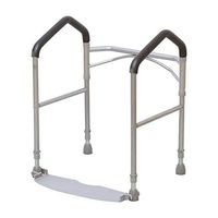 AXD Eldery Foldaway Toilet Surround Safety Frame, Fully Folding Anti-Slip Toilet Grab Bars with Footrest, Adjustable Height Bathroom Handrail