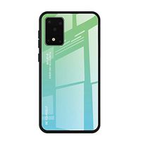 Compatible with Samsung Galaxy S11 Case Gradient Color Phone case Soft Silica Gel Edge Transparent Tempered Glass Mirror Cover Lightweight but durbe Shell Shock-Absorption Bumper Cover (Green)