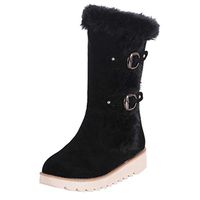 Women's Winter Snow Boots Classic Comfortable Suede Button Mid-Calf Fully Fur Lined Non-Slip Warm Boots Snowshoe