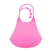 dailymall Adults Silicone Bib for Women and Men- Waterproof & Easly Wipe Clean with Deep Food Catcher Pocket - Pink