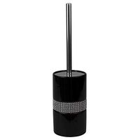 Home Basics TB41936 Sequin Accented Ceramic Luxury Hideaway Toilet Brush Holder with Steel Handle, Black