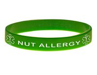 Nut Allergy ID Bracelet Wristband - Green - 6 Inches