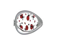 Cute Ladybug And Hearts Pattern Custom Silver Oval Pill Box Pocket Purse Pill Case Medical Tablet Holder Weekly Pill Organizer Decoration Box Wallet