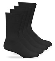 Carolina Ultimate Mens Non-Binding Diabetic Seamless Rib Crew Dress Socks 4 Pair Pack (Shoe Size: 4-9 / Sock Size: 9-11, Black)