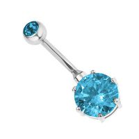 Belly Bars Double Gem Navel Rings Metal Belly Button Rings Body Jewellery Best For gift Womans Party Accessory Trendy Unique Creative Accessories | Color - Blue
