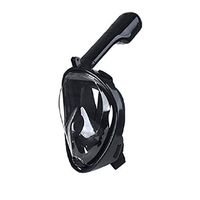 Meidexian888 Full Face Snorkel Mask,Adjustable Diving Swimming Easy Breath Anti Fog Curved (Black, M)