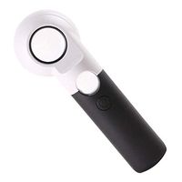 Handheld Illumination Magnifier Assisted Mirror 30X with LED Light HD Lens for Book Reading, Jewelry Identification, Watch, DIY Crafts Engraving and Repair, White (Color : White, Size : 16Xand30X)