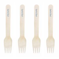 Dress My Cupcake Natural Wood 500-Pack Candy Buffet Forks DIY Kit, Let's Eat, Cornflower Blue