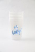 Frost Flex Oh Baby Reusable Cups - 12 oz - Pink, Blue or Gold (Blue)