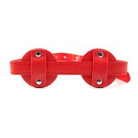 HEALLILY Adjustable Leather Blindfold Fleece-Lined Eye Mask for Couples (Red)