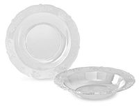 " OCCASIONS" 120 Bowls Pack, Vintage Style Disposable Wedding Party Plastic Bowls (10 oz Soup Bowl, Portofino Clear)