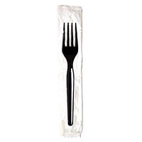 Dixie Individually Wrapped 6.31" Medium-Weight Polystyrene Fork by GP PRO (Georgia-Pacific), Black, FM53C7, (Case of 1,000)