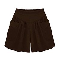 Meikosks Womens Summer Loose Hot Pants Plus Size Shorts with Pockets Lady Casual Bottoms Pants Brown