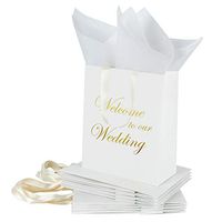 Loveinside Medium Kraft Gift Bags-Welcome to Our Wedding Gold Foil White Paper Gift Bag with Tissue Paper - Wedding,Party Favor,Bridesmaids Gift-12Pack -8" X 4" X 10"