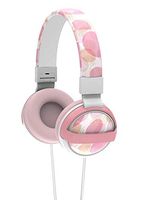 Gabba Goods Premium Safe Sound Printed & Foldable Over The Ear Comfort Padded Stereo Headphones with AUX Cable | Earphones (Pink Dots)