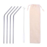 BESTONZON Reusable Stainless Steel Drinking Straws Metal Straws with Cleaning Brush Bag for 20oz Tumbler Mason Jar Mugs Yeti Rambler