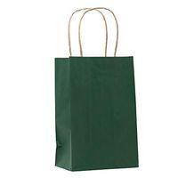 PTP - 5" x 3" x 8" - Forrest Green (Stripes) Kraft Paper Gift Tote Bags - 250 Count | Perfect for Restaurants, Birthdays, Weddings, Holidays and All Occasions