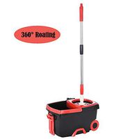 Rotating Mop and Bucket Set, Mop Bucket with Wringer, New Upgraded Stainless Steel Bucket, Microfiber 360 Rotating Mop and Bucket for Floor Easy Clean(Mop&Bucket)