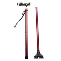 Folding Cane - Height Adjustable Aluminum Alloy Folding Cane with T Handle Led Light 4-pronged Pivot Base